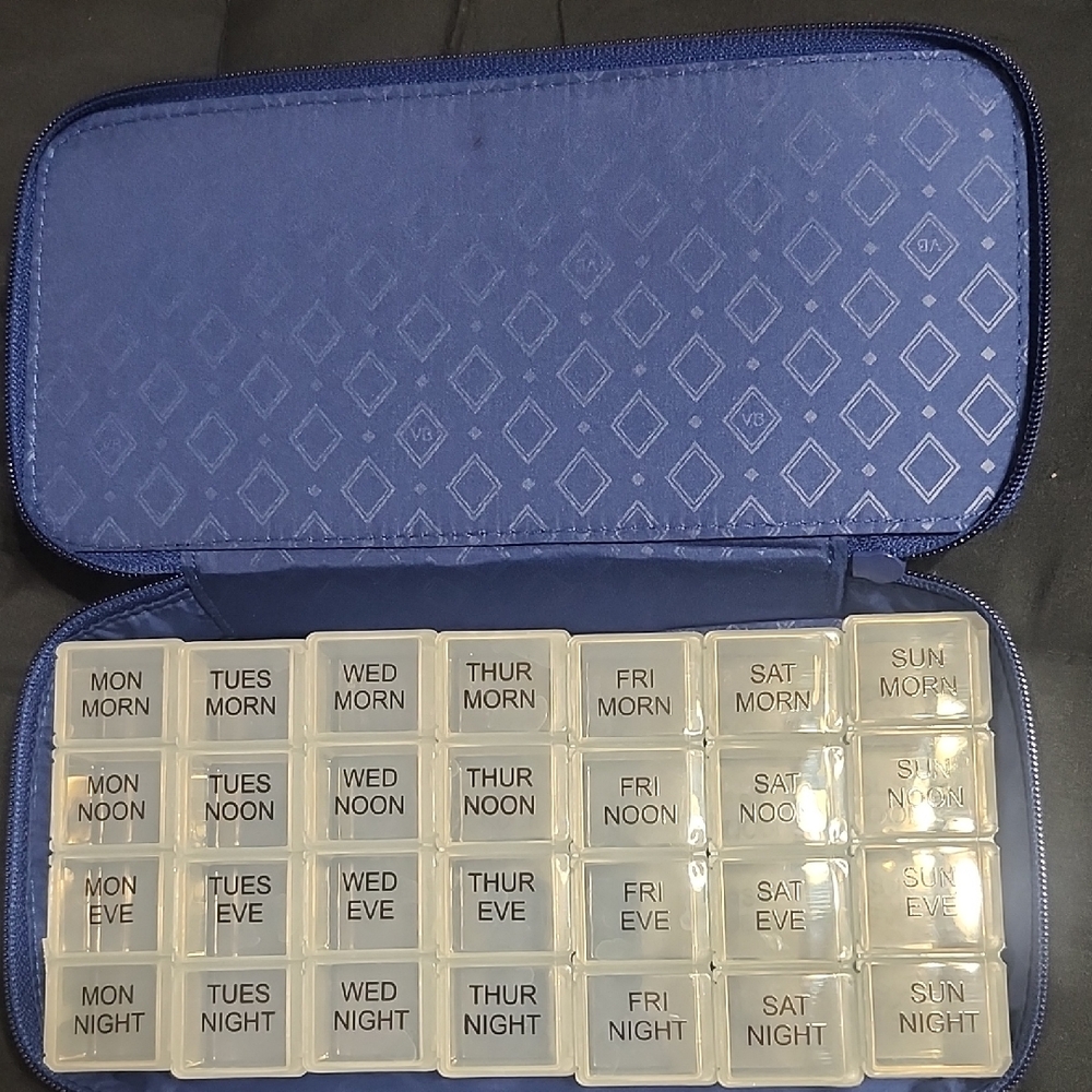Vera Bradley Blue Floral Weekly Pill Organizer